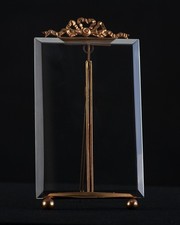 Ancien Cadre Porte Photo en Laiton Doré et Verre Biseauté Hauteur 20cm vers 1900