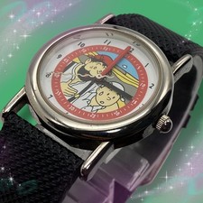 The Adventures of Tintin Women's Quartz Watch White Dial Black Leather Band Used