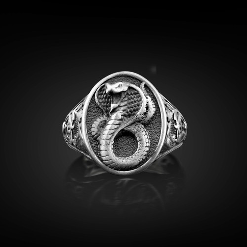Bague rose homme king - cobra, en