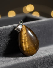 Lithothérapie - Pendentif Oeil du Tigre Naturel Goutte d'Eau -Env de Fr immédiat
