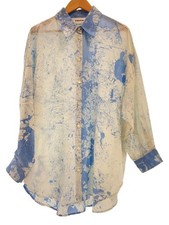 HACHE Ash Long Sleeve Blouse 42 Blue Women’s Easy Care Shirt