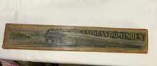 Antique Double Nine Express Train Dominoes by The Embossing Co., USA Made 56pcs