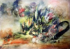 Marc JANSON (1930-2022) Sources et feux Huile sur toile années 1975