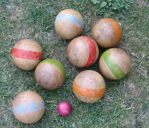 Anciennes boules bois jeu - boules,