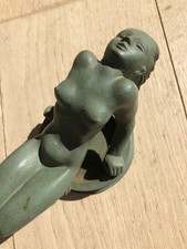 Maison Close Bronze Door Handle with Green Patina - Women's Art Deco