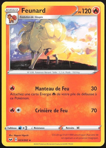 Carte pokémon feunard 023 - pokémon, 023/202