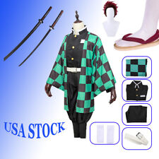 Adult Halloween CostumeTanjiro Cosplay Costume Outfit Set With Sword Shoes Wig