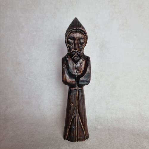 Sculpture moine ancien bois - sculpture,