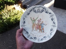 Assiette murale faience Keller Guérin Luneville Hirondelles le nec  XXème