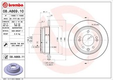 2 x BREMBO 08.A869.11 Disque
