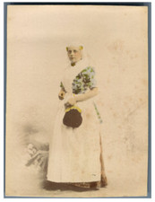 Holland, Friesland, Vintage Albumen Print Traditional Costume.  Tirage al