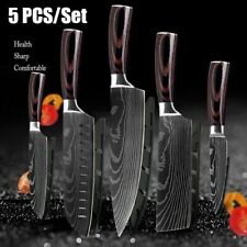Set 5 Couteau de Cuisine Japonais Damas Chef Professionnel Acier inoxydable