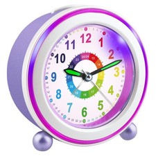 Réveil Enfant Fille Garçon,Horloge Analogique Pédagogique sans Tic-Tac avec V...