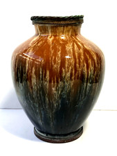 Boch Freres La Louviere Art Deco Drip Glaze  Bronze Rim Circa 1920 Belgium