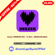 ACTIVATION ABONNEMENT DEEZER PREMIUM Hi-Fi - 12 MOIS - RENOUVELABLE