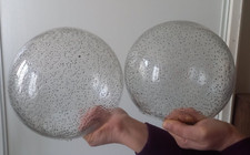 Superbe Boule en Verre Soufflé pour Lampe, Lustre - Effet Bullé, Piqueté de Noir