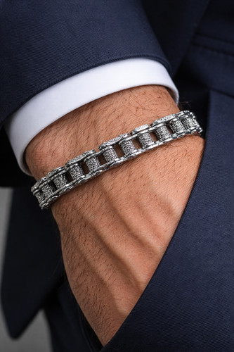 Bracelet chaîne moto - moto, argent