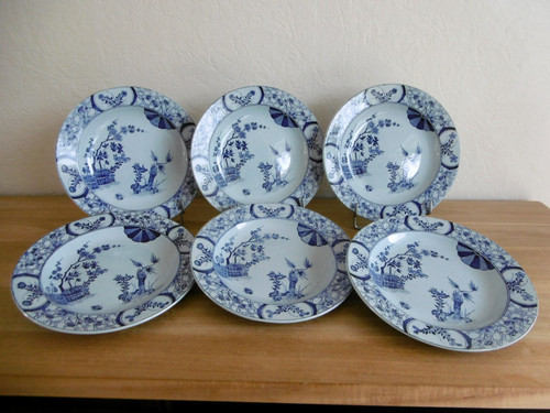 Six assiettes creuses - assiettes, faience