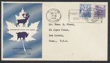 1956 #360-361 Wildlife Combo FDC Caneco Cachet Toronto Postal Stn K CDS