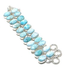Dainty Larimar Gemstone Handmade 925 Sterling Silver Jewelry Protecting Bracelet