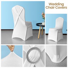 Blanc Extensible Spandex Housses Chaise Jambe Poches Banquet Mariage Fête Housse