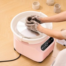 VEVOR Roue de Poterie Tour de Potier 280 mm 450 W avec Pédale et Tablier Rose