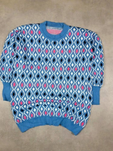 Pull maille vintage motif - pull,