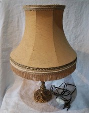 Ancienne Lampe En Bronze 1960 style Louis XV Rocaille Abat jour D’origine HT46cm