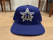VTG Seattle Mariners New Era Pro Model Fitted Hat Cap 7 1/2 80s 90s Trident Star