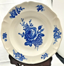 (2) VTG VILLEROY & BOCH METTLACH SAAR STRASBOURG BLAU BOWL PLATES 9" c1900