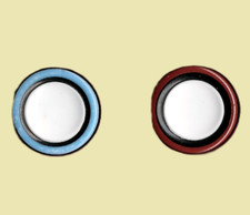 Lot of 2 antique buttons, circa 1950, 26 mm, tinted glass