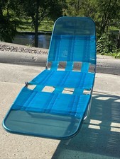Jelly Vinyl Tube Folding Chaise Lounge Lawn Beach Chair Blue/Green Vintage Retro