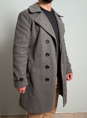 Manteau long croisé gris