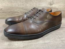 Santoni Dress Sneakers Shoes Brown Leather Lace Up Made In Italy Mens Size 11 D