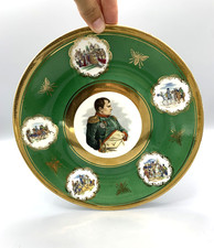 Napoleon Limoges Plate - Portrait & Battle Scenes - Imperial Bees Gold