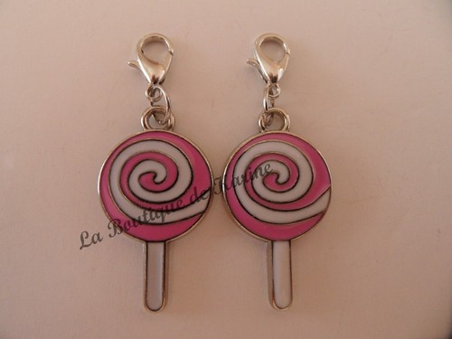 Charms breloque sucette rose - charms,