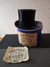 Chapeau Haut De Forme Ancien Vintage Marque GODET