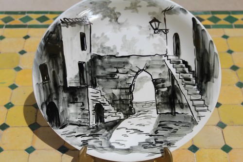 Assiette faience peinte - assiette, en