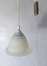 ancienne lampe suspension baladeuse pate de verre lustre abat-jour blanc vintage