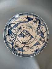 Assiette Porcelaine Japon Chine Vietnam Décor Poisson Carpe