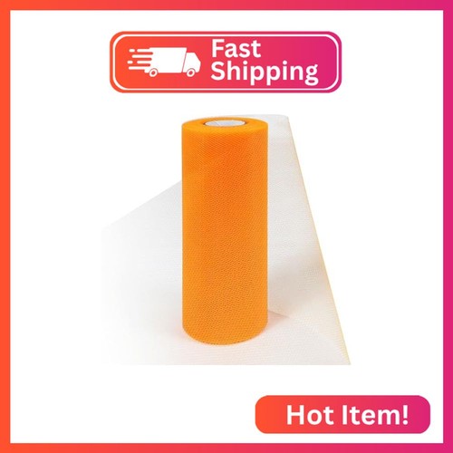 Orange tulle fabric - orange,