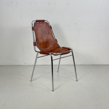 1970s BROWN LEATHER CHARLOTTE PERRIAND LES ARCS CHAIR MIDCENTURY VINTAGE #4605