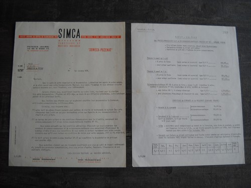 Lettre courrier simca division - lettre,