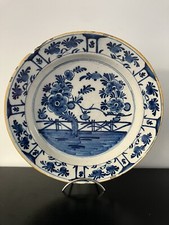 Delft Round Hollow Earthenware Dish Decorated in Blue Shade, 18th Century