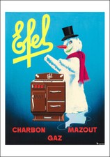 BRUN EFEL CHARBON MAZOUT GAZ TIRAGE D'UN DESSIN DE 1950 FORMAT A4