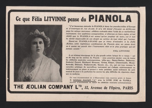 Publicite 1911 musique piano - 1911,