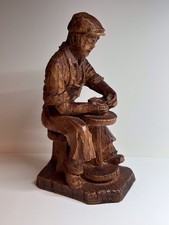 Potier, Ancienne Figurine Statuette en bois sculpté  SIC Made in France