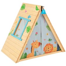 Maison de Jardin Enfants 2 en 1 avec Escalade Cloche Imperméable Cabane en Bois