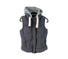 Superdry Academy Down Gilet Womens Size Small Hood Padded Bodywarmer Vest