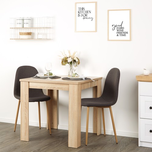 Table 80x80 chaises gris - chaises,
